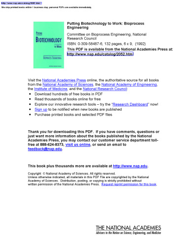 Putting Biotechnology to Work: Bioprocess Engineering