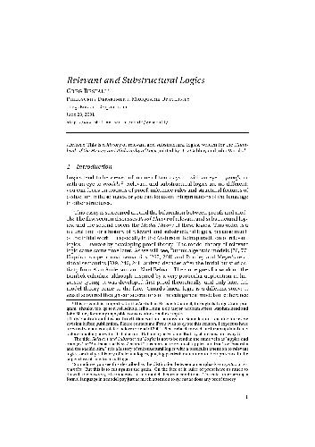 Relevant and Substructural Logic
