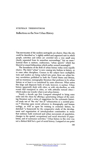 Reflections on the New Urban History