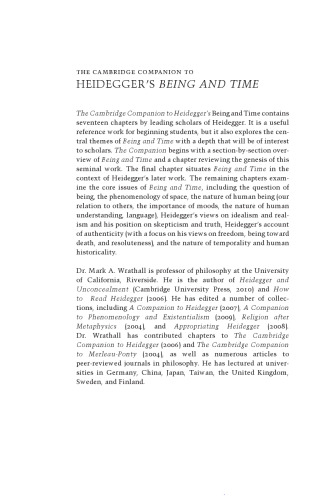 The Cambridge Companion to Heidegger's Being and Time
