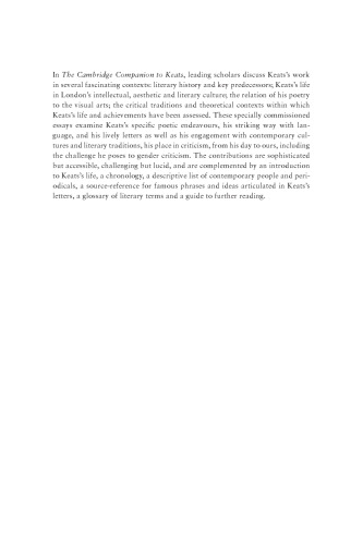 The Cambridge Companion to Keats