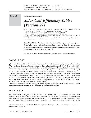 Solar Cell Efficiency Tables
