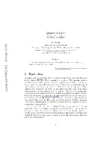 Quantum logic. A brief outline