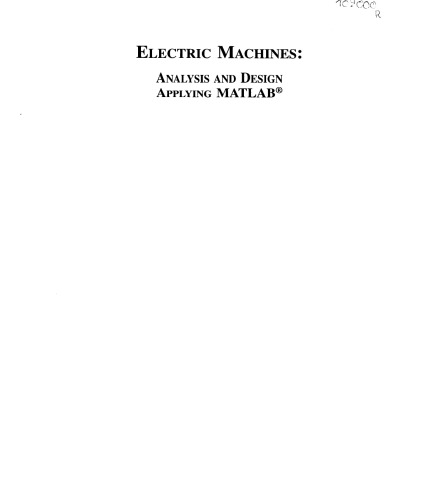 Electric Machines: Analysis and Design Applying MATLAB