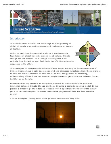 Future Scenarios: How Communities Can Adapt to Peak Oil and Climate Change