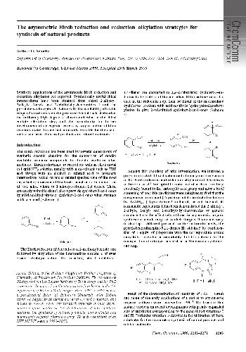 The assymmetric Birch reduction and reduction-alkylation strategies for synthesis of natural products