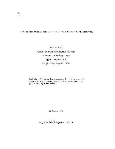 The differential Geometry of parametric primitives