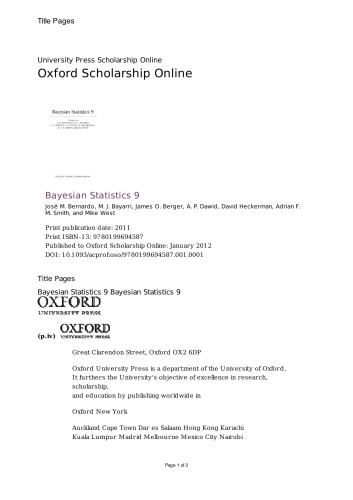 Bayesian Statistics 9