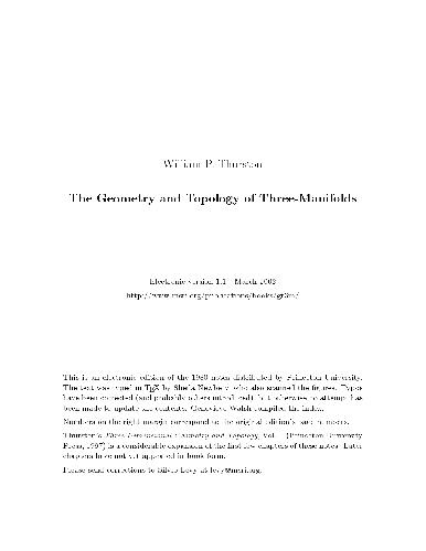 The Geometry & Topology of 3-Manifold