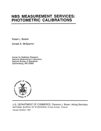 NBS Measurement Services: Photometric Calibrations