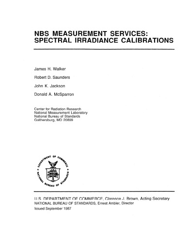 NBS Measurement Services: Spectral Irradiance Calibrations