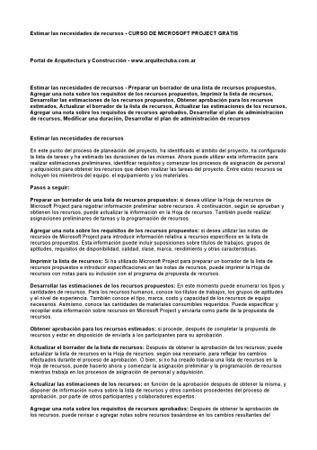 Curso de Microsoft Project Gratis: Estimar las necesidades de recursos