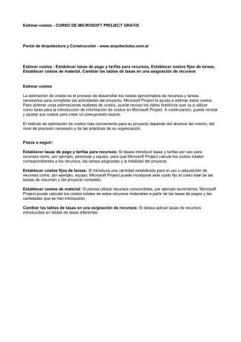 Curso de Microsoft Project Gratis: Estimar costos