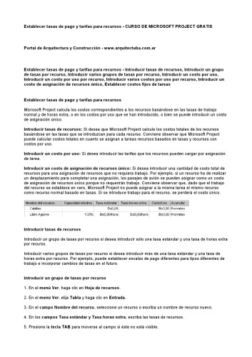 Curso de Microsoft Project Gratis: Establecer tasas de pago y tarifas para recursos