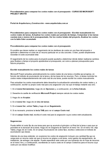 Curso de Microsoft Project Gratis: Procedimientos para comparar los costos reales con el presupuesto