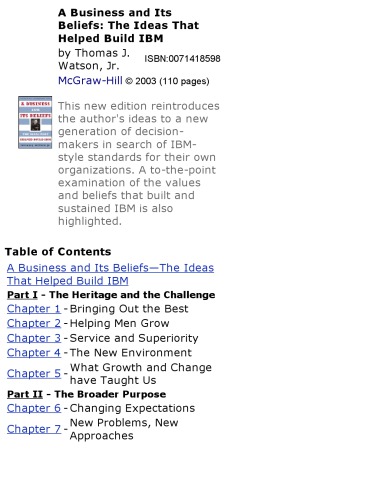 A Business and ItsBeliefs The Ideas ThatHelped Build IBM