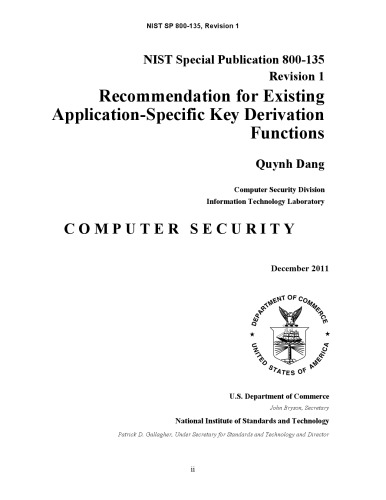 Recommendation for Existing Application-Specific Key Derivation Functions