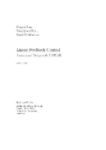 Linear Feedback Control. Analysis and Design with MATLAB