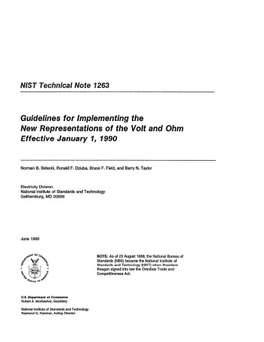 Guidelines for Implementing the New Representations of the Volt and Ohm Effective January 1, 1990