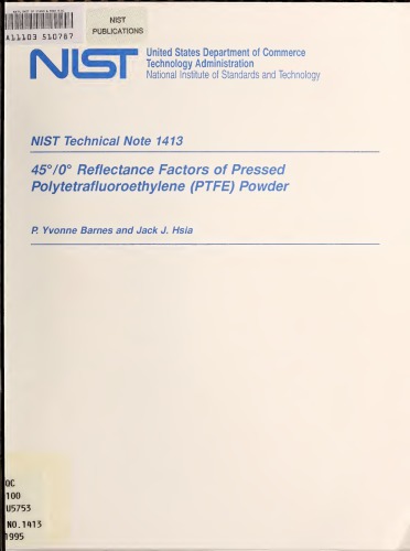 45°/0° Reflectance Factors of Pressed Polytetrafluoroethylene (PTFE) Powder