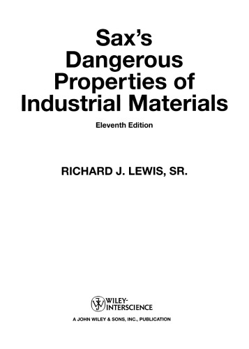 Sax's Dangerous Properties of Industrial Materials, 5 Volume Set