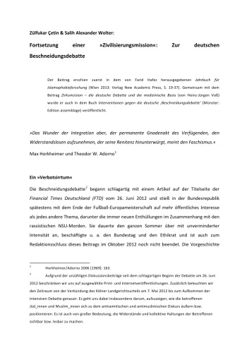 Interventionen gegen die deutsche «Beschneidungsdebatte», Teil 1: Fortsetzung-einer-«Zivilisierungsmission»