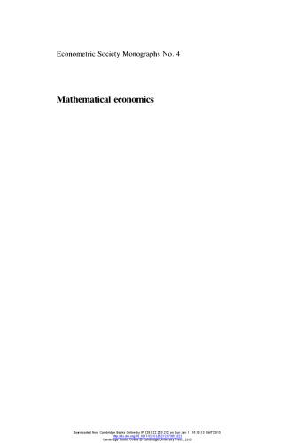 Mathematical Economics: Twenty Papers of Gerard Debreu