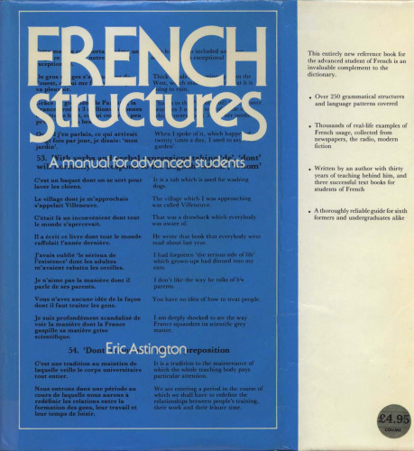 French Structures: A Manual for Advanced Students