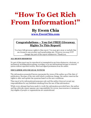 “How To Get Rich From Information!”