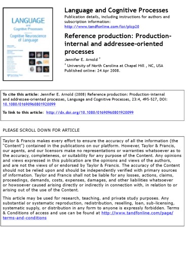 Reference production: Production-internal and addressee-oriented processes