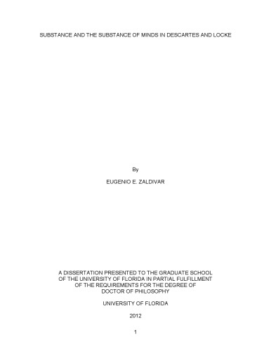 SUBSTANCE AND THE SUBSTANCE OF MINDS IN DESCARTES AND LOCKE