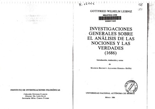 Investigaciones generales sobre el análisis de las nociones y las verdades