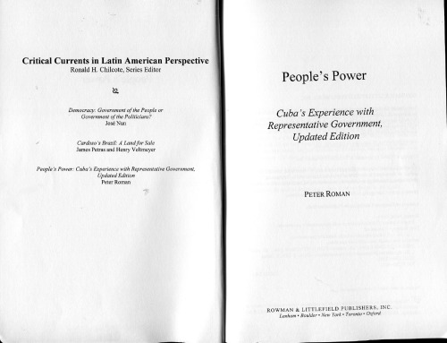 People's Power : Cuba's Experience with Representative Government