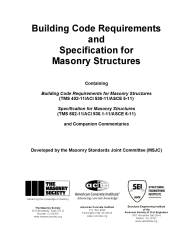 Building Code Requirements and Specification for Masonry Structures