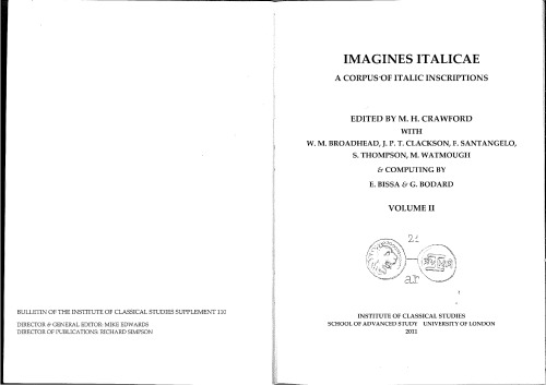 Imagines Italicae: A Corpus of Italic Inscriptions