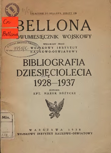 Bellona : bibljografja dziesięciolecia 1918-1927