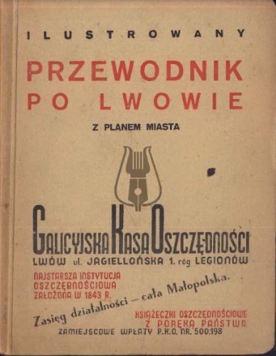 Ilustrowany przewodnik po Lwowie z planem miasta.