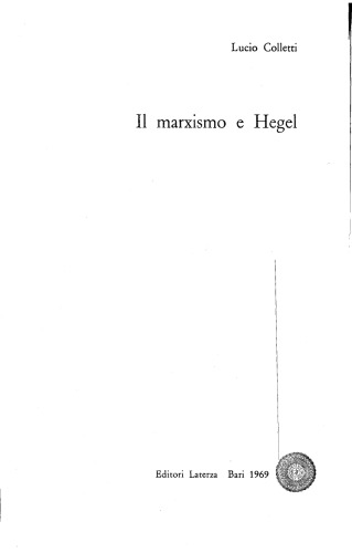 Il Marxismo e Hegel