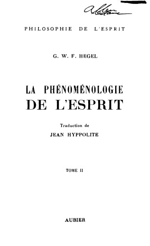 La Phénoménologie de l'esprit