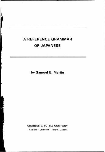 A Reference Grammar of Japanese