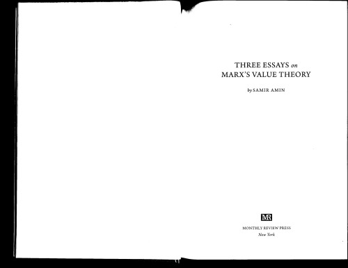 Three Essays on Marx's Value Theory