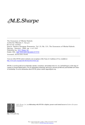 The Economics of Michal Kalecki