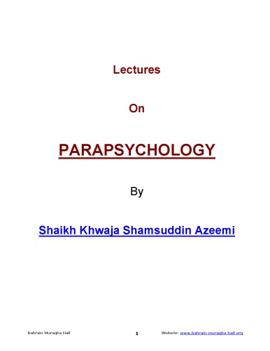 Lectures on parapsychology