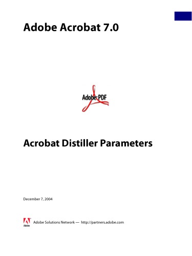 Adobe Acrobat 7 - Acrobat Distiller Parameters