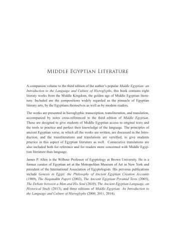 Middle Egyptian Literature: Eight Literary Works of the Middle Kingdom