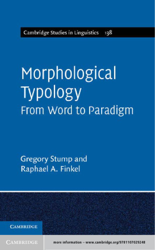 Morphological Typology: From Word to Paradigm