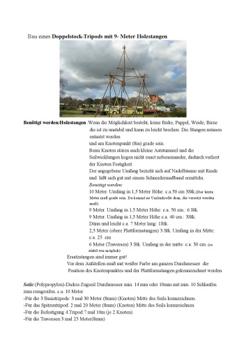 Dokumentation Direct Direkt Aktion Aktionstraining Bau eines Doppelstock-Tripods mit 9- Meter Holzstangen in der Traumschule