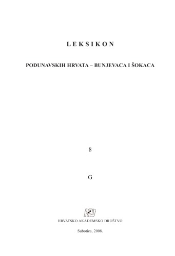 Leksikon podunavskih Hrvata - Bunjevaca i Šokaca