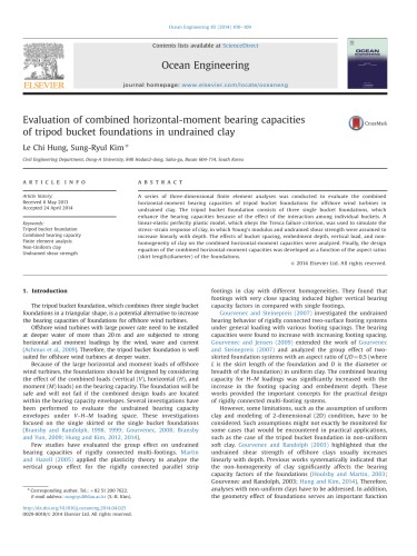 Evaluation of combined horizontal-moment bearing capacities of tripod bucket foundations in undrained clay
