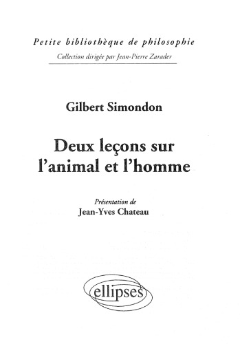 Deux leçons sur l'animal et l'homme